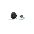 Rare Earth Gallery Sericho pallasite meteorite and green moldavite ring with a sterling silver open rope band