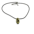 Rare Earth Gallery oval Muonionalusta meteorite pendant on a black leather cord necklace