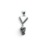 Rare Earth Gallery triangular Muonionalusta meteorite pendant with rope bezel and Campo del Cielo nugget in silver