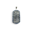 Rare Earth Gallery Muonionalusta meteorite pendant in a 925 sterling silver bezel with blue sapphire pave border.