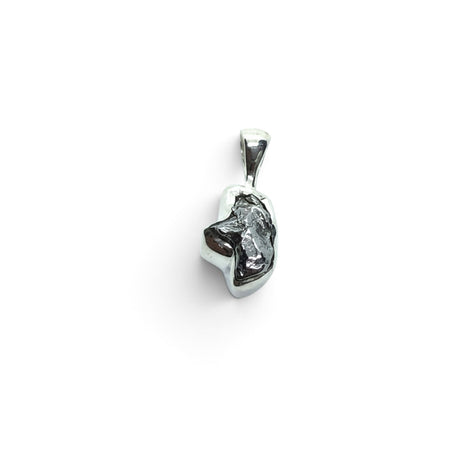 Rare Earth Gallery Campo De Cielo meteorite pendant featuring an organic nugget shape set in 925 sterling silver