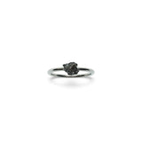 Rare Earth Gallery Campo De Cielo meteorite nugget ring prong-set on a simple polished silver band