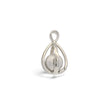 Rare Earth Gallery Muonionalusta meteorite sphere pendant in a silver rhodium-plated slotted cage design.