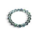 Rare Earth Gallery mystic topaz crystal beaded bracelet with sparkling silver accents on a white background
