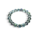 Rare Earth Gallery mystic topaz crystal beaded bracelet with sparkling silver accents on a white background