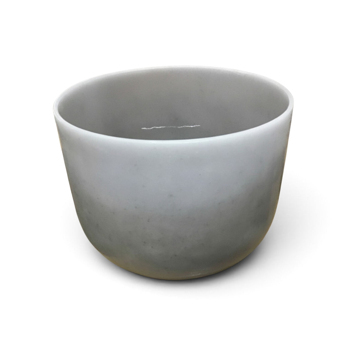 Rare Earth Gallery 10-inch obsidian gem-infused quartz singing bowl tuned to note F at 440 Hz for sound healing.