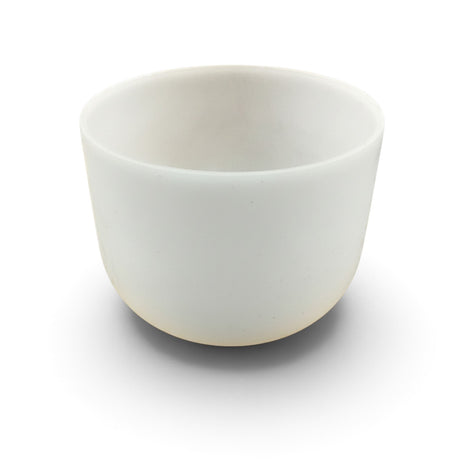 Rare Earth Gallery 10-inch white obsidian singing bowl tuned to note F at 432Hz for sound healing and meditation