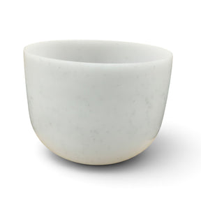 Rare Earth Gallery 10-inch obsidian singing bowl in white with subtle speckled texture tuned to G-25 432Hz