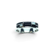 Rare Earth Gallery ring featuring black onyx and white opal inlay with silver channel detailing on a polished band.