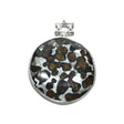 Rare Earth Gallery Sericho pallasite meteorite pendant with faceted sapphire and sterling silver Star of David bail