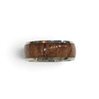 Rare Earth Gallery 8mm titanium ring featuring a polished domed profile and a natural rosewood wood inlay.