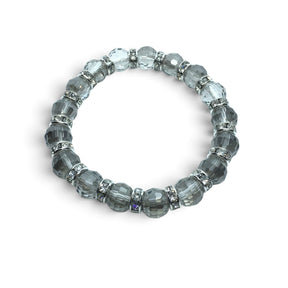Rare Earth Gallery topaz crystal beaded bracelet with sparkling silver-toned spacer accents on a white background