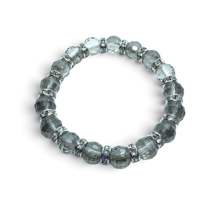 Rare Earth Gallery topaz crystal beaded bracelet with sparkling silver-toned spacer accents on a white background
