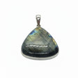 Rare Earth Gallery triangular labradorite pendant with gray base and orange and blue labradorescence flashes