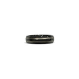 Rare Earth Gallery 6mm tungsten ring featuring black IP plating and champagne-colored bands in a polished finish.