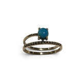 Rare Earth Gallery Arizona turquoise ring featuring a 4mm round stone set on a decorative beaded dot band