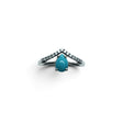 Rare Earth Gallery turquoise pear cabochon ring with white CZ chevron accents on a 925 sterling silver band