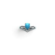 Rare Earth Gallery pear-shaped turquoise cabochon ring with white CZ chevron accents on a 925 sterling silver band.