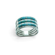 Rare Earth Gallery sterling silver ring featuring three rows of rectangular turquoise inlays on a four-band design.