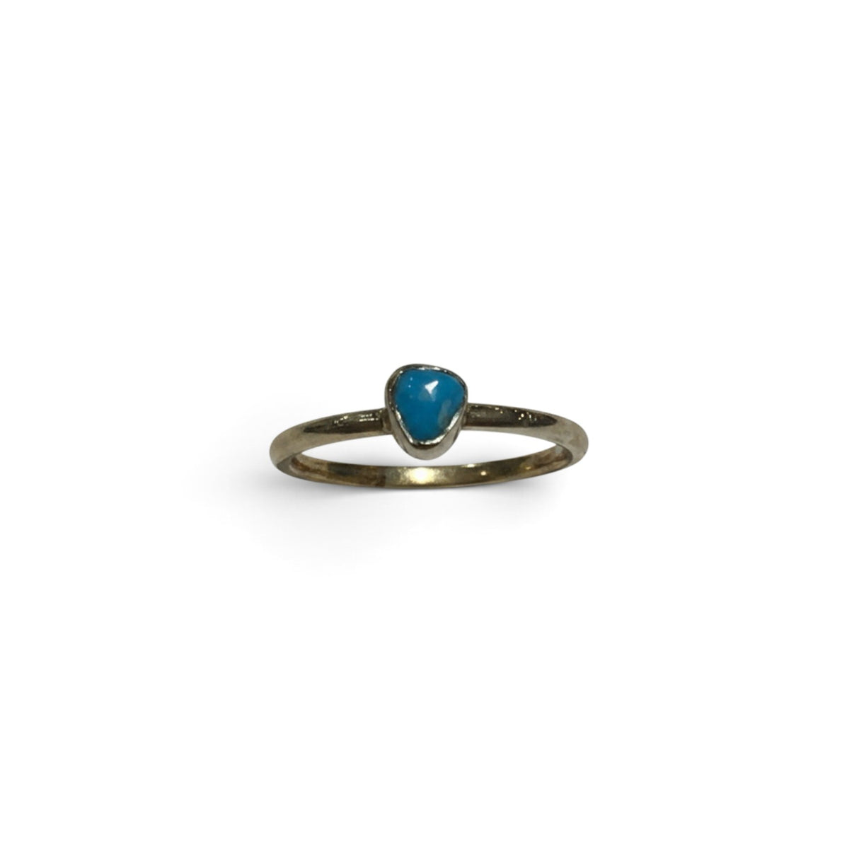 Rare Earth Gallery Sleeping Beauty turquoise nugget ring with a delicate round metal band.