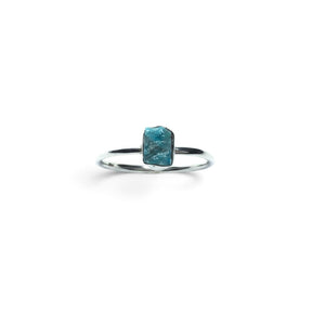 Rare Earth Gallery turquoise nugget ring featuring a raw blue stone set on a simple silver round band