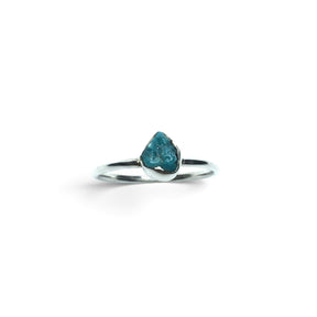 Rare Earth Gallery turquoise nugget ring featuring a raw blue stone set on a simple round silver band