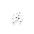 Rare Earth Gallery turquoise nugget dot rings with thin round bands displayed on clear acrylic stands