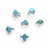 Rare Earth Gallery turquoise nugget rings with polished freeform stones set in 925 sterling silver bezels