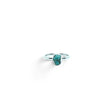 Rare Earth Gallery turquoise nugget ring in a simple silver bezel setting, size 4, isolated on white background.