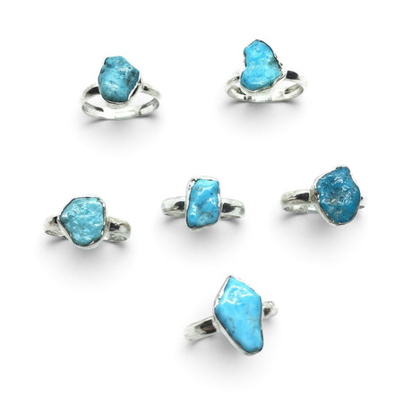 Rare Earth Gallery turquoise nugget rings with polished freeform stones in 925 sterling silver bezel settings