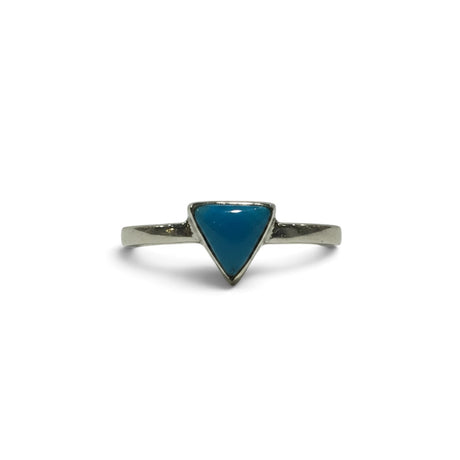 Rare Earth Gallery turquoise triangle stone ring on a silver band