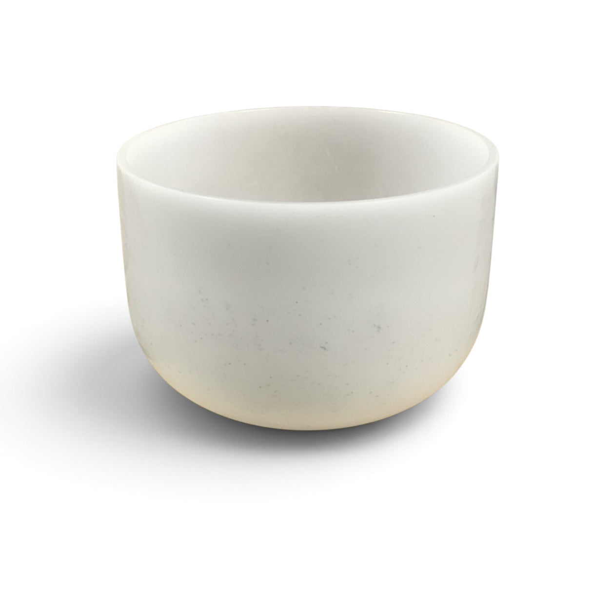 Rare Earth Gallery 10-inch white obsidian singing bowl tuned to note B for sound healing and meditation