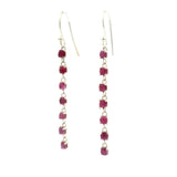 Ruby Dangle Earrings - 7 Faceted Dangling Rounds - Prong Set