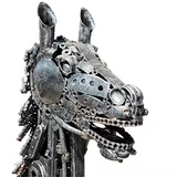Rearing Horse Recycled Metal Art Sculpture