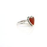 Red Fire Opal Cabochon Bezel Set in Flare Design Silver Band