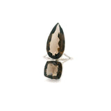 Faceted Smoky Quartz Ring Multiple Gem Bezel Set
