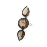 Faceted Smoky Quartz Ring Multiple Gem Bezel Set