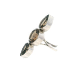 Faceted Smoky Quartz Ring Multiple Gem Bezel Set