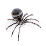 Black Sard Onyx Spider - Sphere on Silver Body