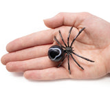 Black Sard Onyx Spider - Sphere on Silver Body