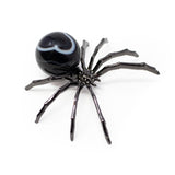 Black Sard Onyx Spider - Sphere on Silver Body