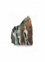 Native Michigan Vein Copper Slice with Quartz - Flat Edge with Thick Copper Veins & Mountain Shape