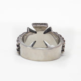 Stainless Steel Ring -Style 7 Chopper Cross On Textured Band Size 13