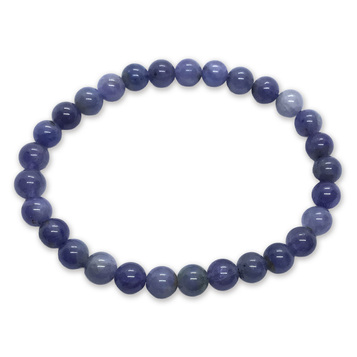 Bracelet perlé rond en tanzanite 5mm-6mm