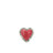 Thulite heart cabochon ring, rosy pink stone in beaded rope bezel, top-down view