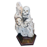 Hand-Carved Petrified Wood Skull Trio In Custom Swivel Base