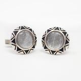 Muonionalusta Meteorite Cufflinks - Round With Crystal And Tribal Bezel