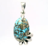 Dragon Claw Pendant with Sharp Talons Oval Turquoise & Pyrite