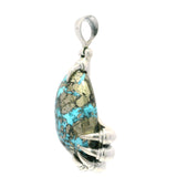 Dragon Claw Pendant with Sharp Talons Oval Turquoise & Pyrite