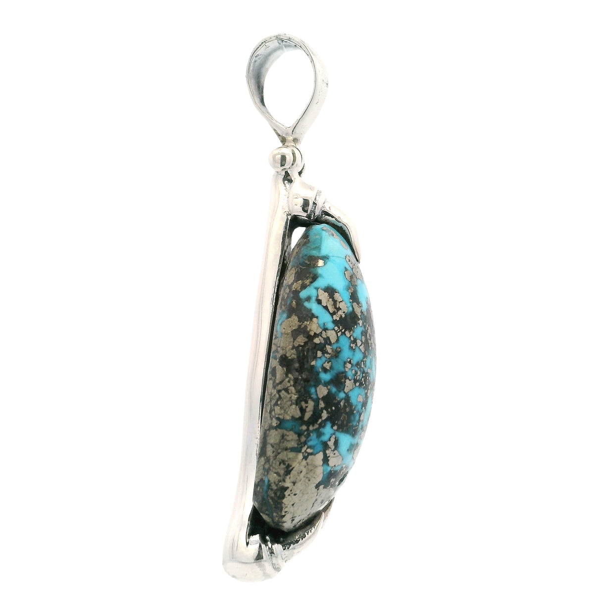 Dragon Claw Pendant with Sharp Talons Oval Turquoise & Pyrite